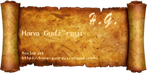 Hans Györgyi névjegykártya
